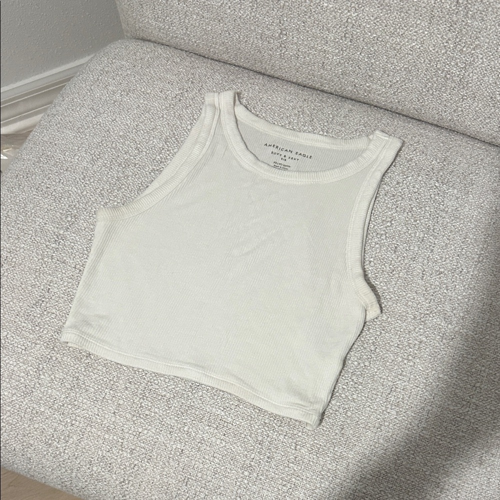 American Eagle Outfitters White Cropped Tank Top